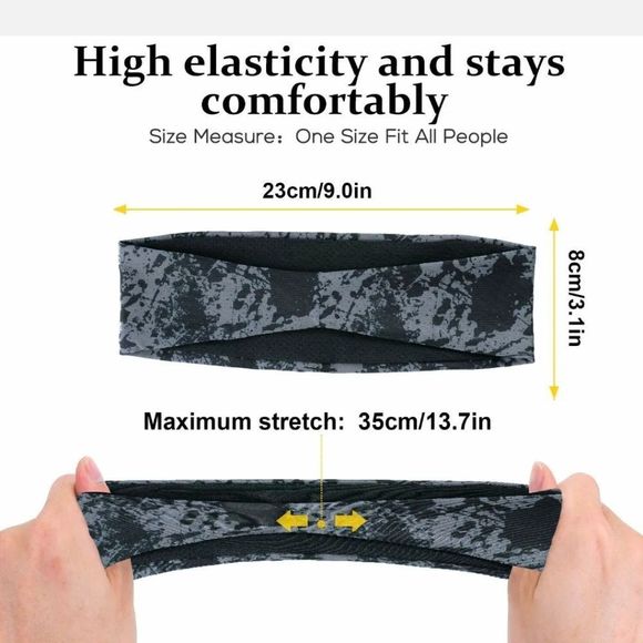 Camo Headband Stretch Sports Yoga Gym Hair Band Wrap Sweatband for Women Men US - Picture 4 of 7